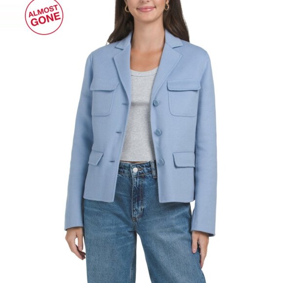 MAX MARA light blue Virgin Wool Blend Short Coat - Picture 1 of 2